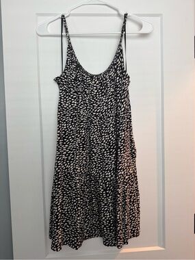 Old Navy Black and White Spotted Slip Dress